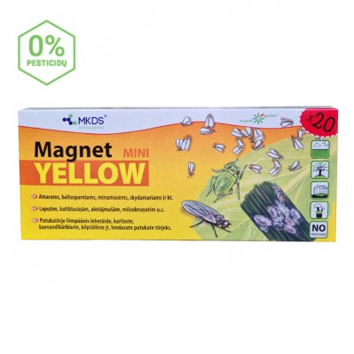MINI Magnet yellow (24X10 cm) – baltasparnių, amarų, blakučių gaudyklės, 20 vnt